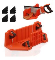 Mitre Box with Clamps without Saw – Secure Hold 45°/90° Angle Box, Quick-Release Clamps, Non-Slip Base | 300mm Capacity | UAE Professional Carpenter Picture Frame Tool 